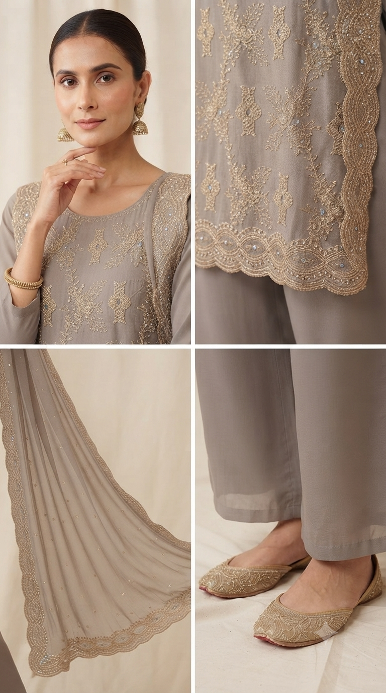 New zarkan work crunchy suit with rayon bottom and shiffon border work dupatta