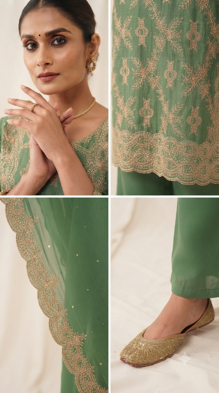 New zarkan work crunchy suit with rayon bottom and shiffon border work dupatta