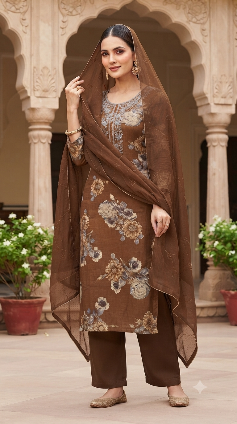 Handwork Jaam Cotton Suit with shiffon Embroidery  Dupatta