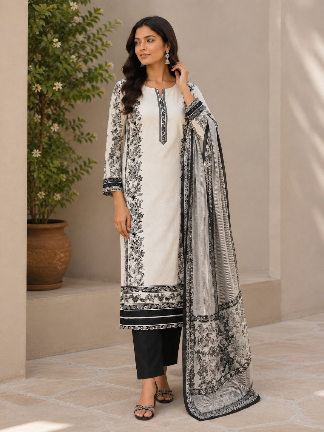 New Trending Jaam Top with Rayon Bottom & Printed Chiffon Dupatta