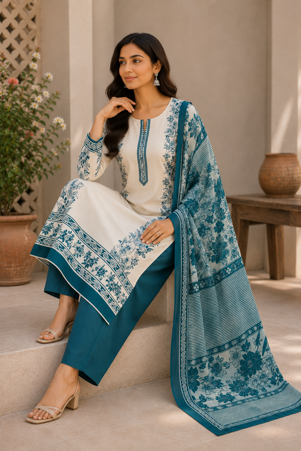 New Trending Jaam Top with Rayon Bottom & Printed Chiffon Dupatta