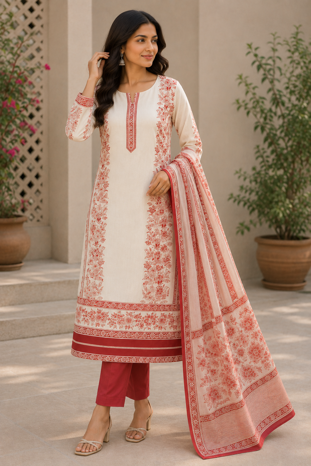 New Trending Jaam Top with Rayon Bottom & Printed Chiffon Dupatta