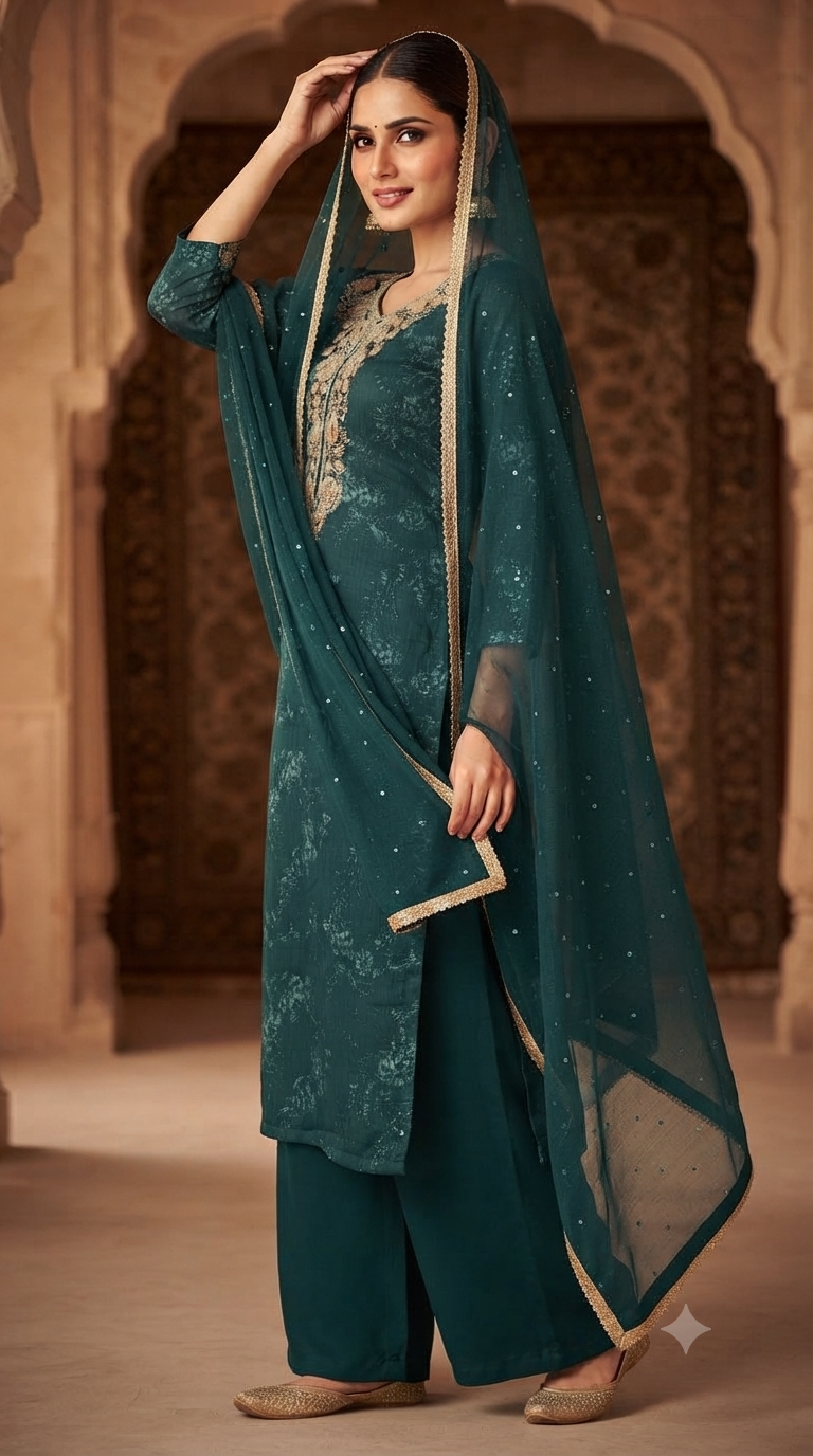 Handwork Jaam Cotton Suit with shiffon Embroidery  Dupatta