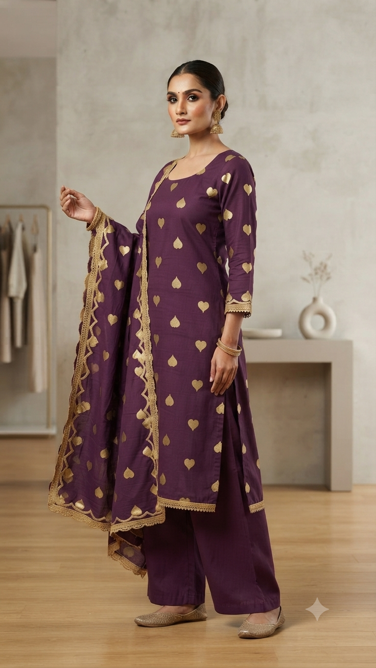 Purple Heart-Embroidered Rayon Suit