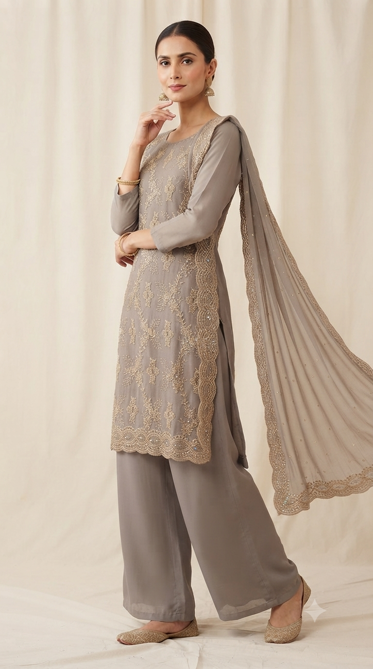 New zarkan work crunchy suit with rayon bottom and shiffon border work dupatta
