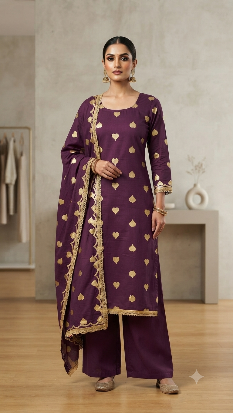 Purple Heart-Embroidered Rayon Suit