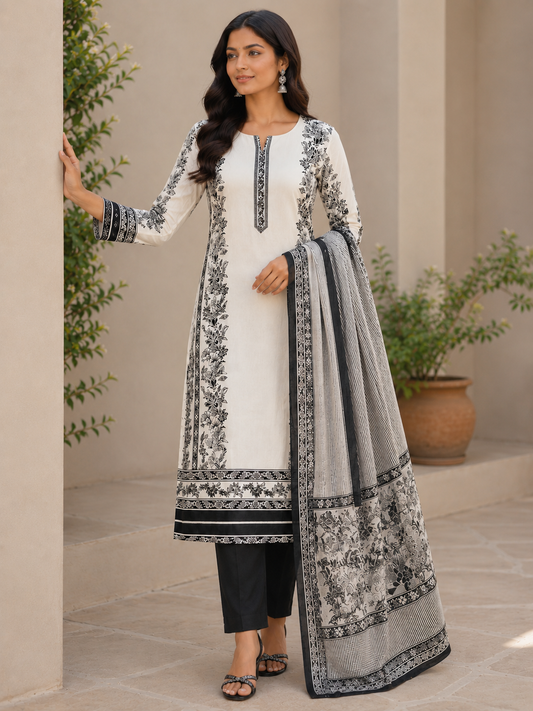 New Trending Jaam Top with Rayon Bottom & Printed Chiffon Dupatta