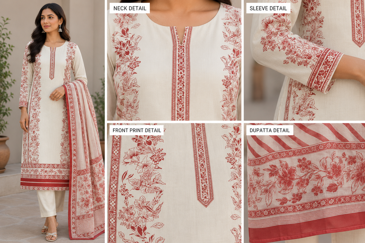 New Trending Jaam Top with Rayon Bottom & Printed Chiffon Dupatta