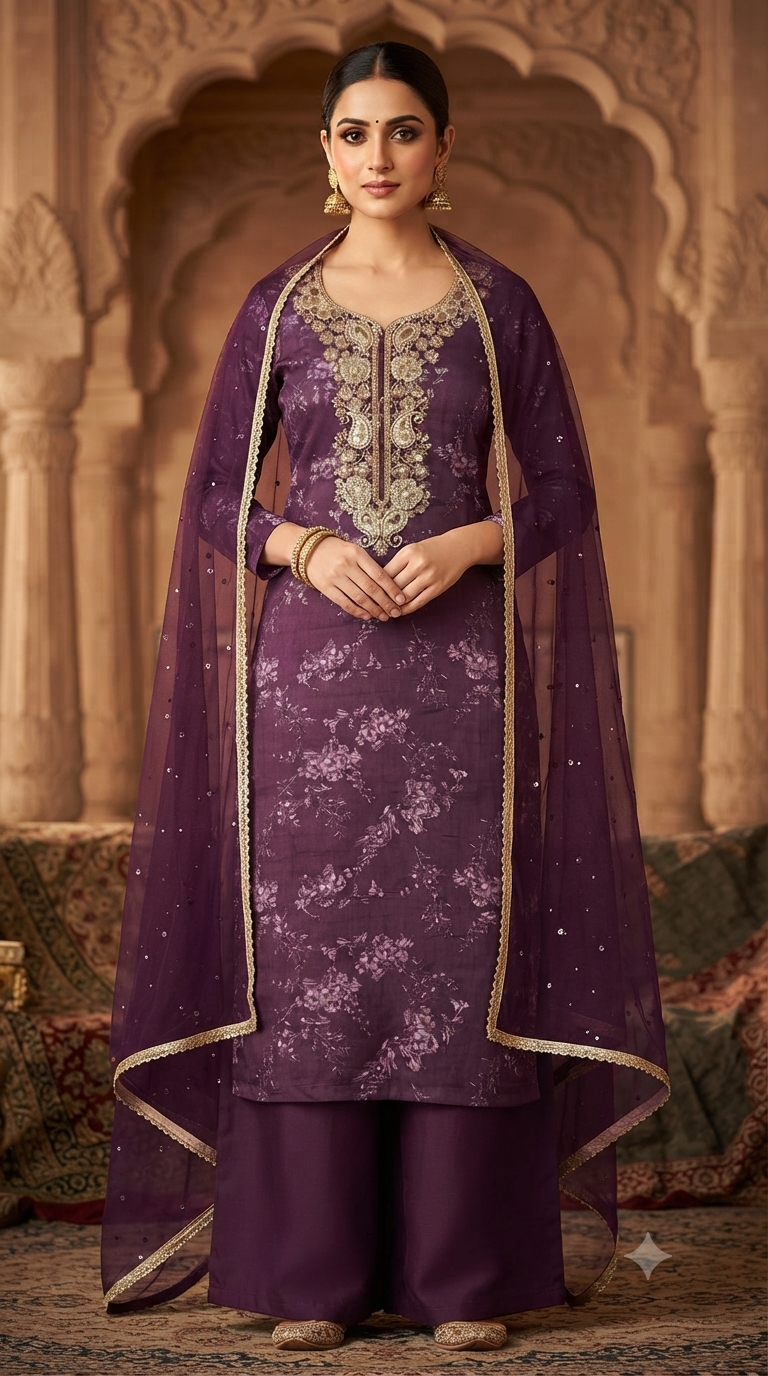 Handwork Jaam Cotton Suit with shiffon Embroidery  Dupatta
